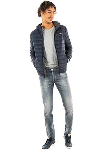 Schott NYC Unisex Silveradors Daunenjacke mit Kapuze, extra leicht, aus Federn, Marineblau, Medium von Schott NYC