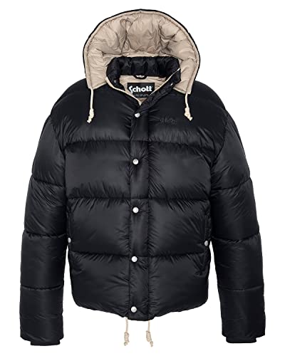 Schott NYC Unisex Westlakers Daunenjacke mit Kapuze und Kontraste von Schott, Schwarz, Medium von Schott NYC