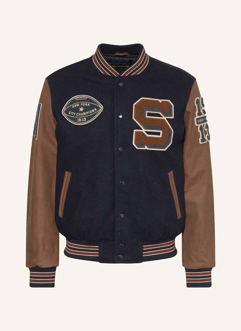 Schott Nyc College-Jacke Im Materialmix blau Schott Nyc College-Jacke Im Materialmix blau von Schott NYC