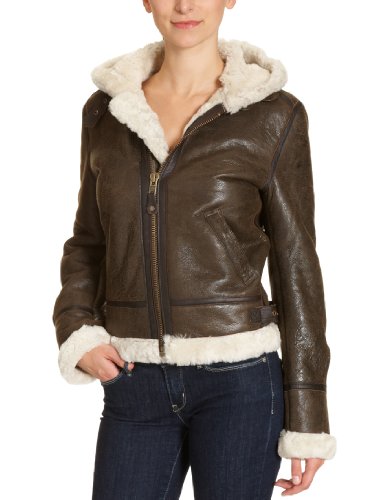 Schott Damen Jacke LCW1257H, Braun (Brown), 40 (L) von Schott NYC