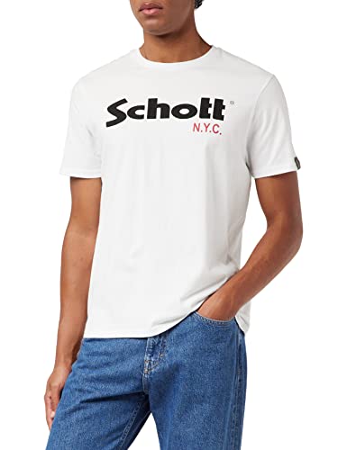 SCHOTT Herren Ts01mclogo T-Shirt, Mehrfarbig (White/Black White/Black), 34 /L30 (Herstellergröße: XXX-Large) (2er Pack) von Schott NYC