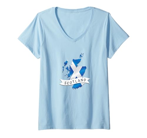Damen Schottland Flagge Herren Scotland Flag Damen Kinder Scotland T-Shirt mit V-Ausschnitt von Schottland Fahne Schottland Deko Männer Frauen