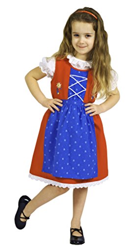 Schrammel Blumenrankerl Schürze Festliches Kinderdirndl Edelstickerei (110-116, Frenchblue) von Schrammel