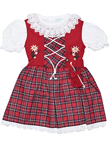 Schrammel Kinderdirndl mit Beutelchen Classic auch für Mollige Kinder (110-116, Rot) von Schrammel