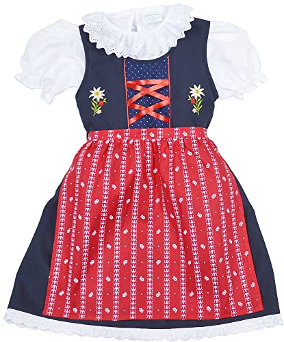 Schrammel Kinderdirndl Gr 62-140 Kindertrachten 3 TLG (110-116, Blau-Rot) von Schrammel