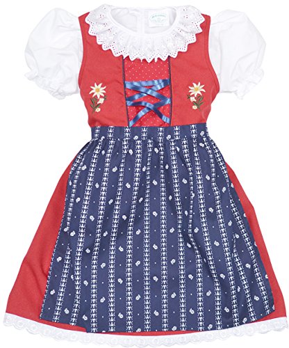 Schrammel Kinderdirndl Gr 62-140 Kindertrachten 3 TLG (74-80, Andaurot-Blau) von Schrammel