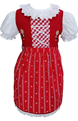 Schrammel Kinderdirndl Gr 62-140 Kindertrachten 3 TLG (74-80, Rot) von Schrammel