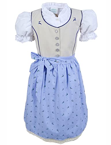 Schrammel Kinderdirndl Leinen, Mieder Gefüttert Dirndl (74-80, Leinen-Blauhirsch) von Schrammel