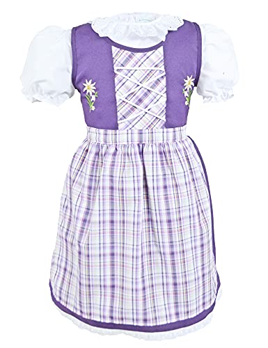 Schrammel Kinderdirndl Mädchen Dirndl Edelweiss Stickerei, Lila, 86-92 von Schrammel