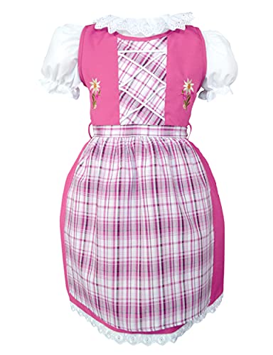 Schrammel Kinderdirndl Mädchen Dirndl Edelweiss Stickerei, Pink-kariert, 86-92 von Schrammel