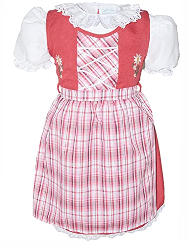 Schrammel Kinderdirndl Mädchen Dirndl Edelweiss Stickerei, Rot-kariert, 86-92 von Schrammel