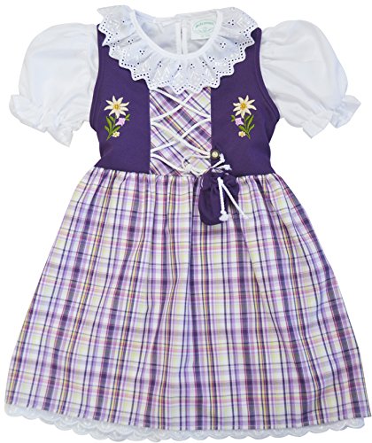 Schrammel Kinderdirndl mit Beutelchen Unterrock Bluse Mädchen Dirndl Kariert (as3, Numeric, Numeric_74, Numeric_80, Regular, Flieder) von Schrammel