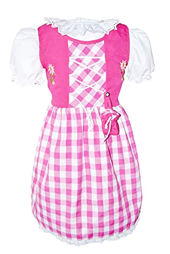 Schrammel Kinderdirndl mit Beutelchen Unterrock und Bluse Kindertrachten Kariert (62-68, Pink Grosskaro) von Schrammel