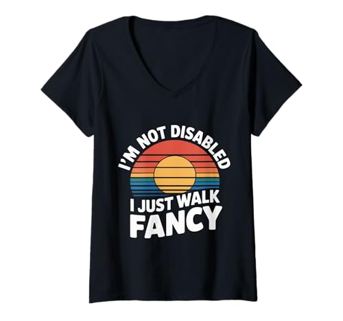 Damen I'm Not Disabled I Just Walk Fancy Mobilitätsbewusstsein |- T-Shirt mit V-Ausschnitt von Schritte Fähigkeitsvertrauen Stolz