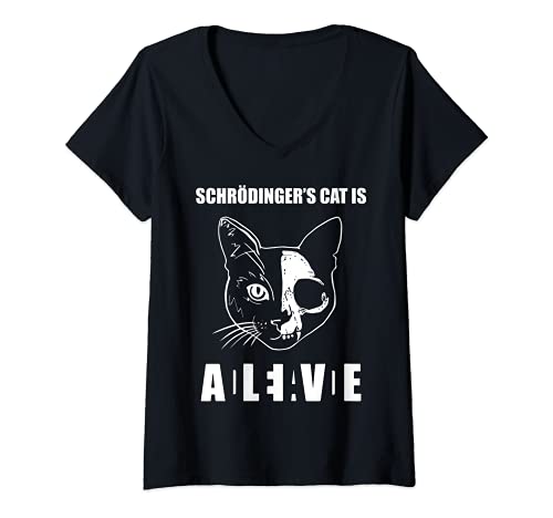 Damen Schrödingers Katze Dead & Alive Science T-Shirt mit V-Ausschnitt Damen Schrödingers Katze Dead & Alive Science T-Shirt mit V-Ausschnitt von Schrödinger Cat Science & Teacher Designs