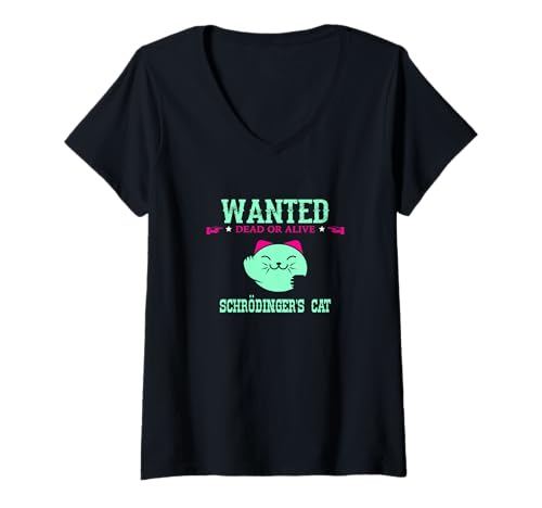 Damen Schrödinger's Cat - Dead AND Alive T-Shirt mit V-Ausschnitt Damen Schrödinger's Cat - Dead AND Alive T-Shirt mit V-Ausschnitt von Schrödingers Cat Katze Dead or Alive Geek Shirts