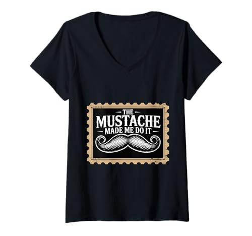 Damen The Mustache Made Me Do It Quirky Bearded Father Man |-- T-Shirt mit V-Ausschnitt Damen The Mustache Made Me Do It Quirky Bearded Father Man |-- T-Shirt mit V-Ausschnitt von Schrulliger Schnurrbarthumor