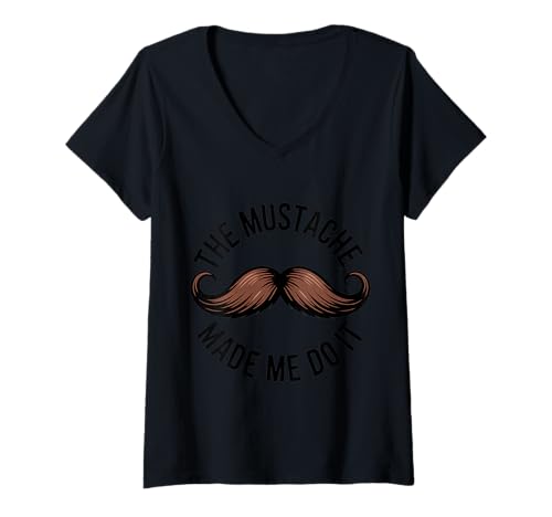 Damen The Mustache Made Me Do It -------- T-Shirt mit V-Ausschnitt Damen The Mustache Made Me Do It -------- T-Shirt mit V-Ausschnitt von Schrulliger Schnurrbarthumor