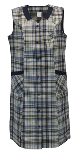 Knopfkittel Damen Mischgewebe kariert Schürze ohne Arm Kochschürze Kittelschürze, Größe:46, Design:Design 9 von Schuerzenfabrik