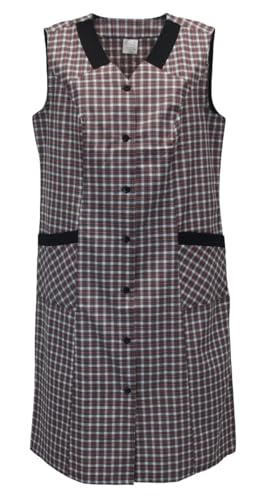 Knopfkittel Damen Mischgewebe kariert Schürze ohne Arm Kochschürze Kittelschürze, Größe:50, Design:Design 8 von Schuerzenfabrik