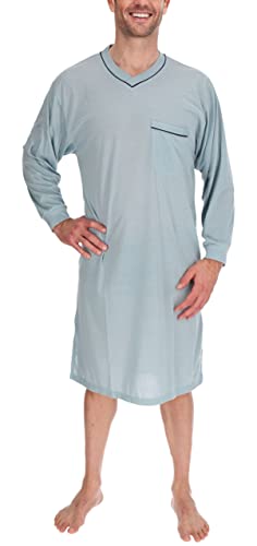 Nachthemden Herren Langer Arm Nachtkittel Nachtgewand Schlafhemd, Größe:L, Farbe:Mausgrau von Schuerzenfabrik