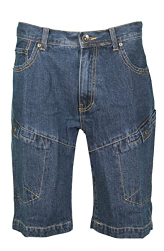 Schuerzenfabrik Herren Hose kurz Jeansshorts im 5-Pocket-Design Shorts 100% Baumwolle, Größe: 4XL / 42, dunkelblau mit Cargotasche Schuerzenfabrik Herren Hose kurz Jeansshorts im 5-Pocket-Design Shorts 100% Baumwolle, Größe: 4XL / 42, dunkelblau mit Cargotasche von Schuerzenfabrik
