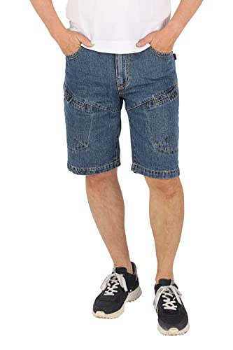 Schuerzenfabrik Hose kurz Herren Jeansshorts im 5-Pocket-Design Shorts 100% Baumwolle, Größe: XXXL / 40, blau mit Cargotasche von Schuerzenfabrik