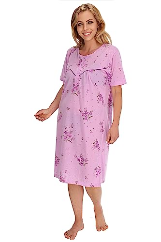 Schuerzenfabrik - Nachthemd Damen lang Kurzarm Damennachthemd Schlafhemd Damen kurzärmlig Größe M /42, lila von Schuerzenfabrik