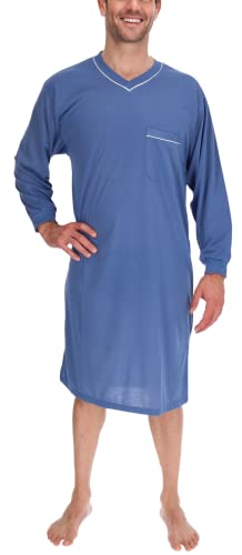 Schuerzenfabrik Nachthemd Herren Langer Arm Nachtkittel Nachtgewand Schlafhemd, Größe:XXL, Farbe:Brillantblau von Schuerzenfabrik