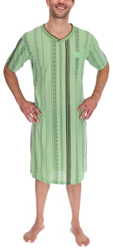 Schuerzenfabrik Nachthemd Herren kurzer Arm Nachtkittel Nachtgewand Schlafhemd, Größe:XL, Farbe:Grün von Schuerzenfabrik