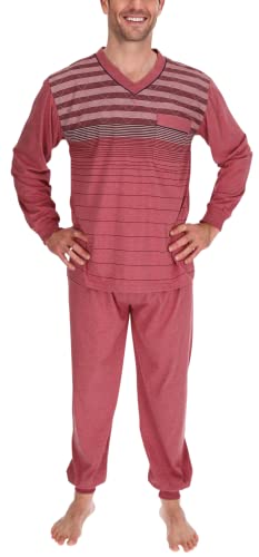 Schuerzenfabrik Pyjama Herren Langarm-Shirt und Lange Hose Schlafanzug Schlafkleidung Nachtwäsche Nachtanzug, Größe:XL, Farbe:Bordeaux von Schuerzenfabrik