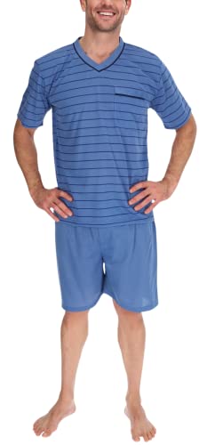 Schuerzenfabrik Pyjama Herren kurz Shirt und Hose Schlafanzug Schlafkleidung Nachtwäsche Nachtanzug, Größe:M, Farbe:Brillantblau von Schuerzenfabrik