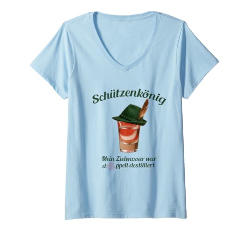 Damen Schützenfest Schützenkönig Schützenhut Schnaps Bier Zielen T-Shirt mit V-Ausschnitt von Schützenfest Schützenkönig Schützenverein Thron