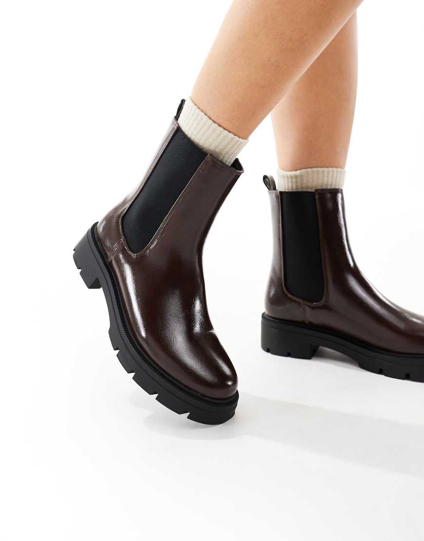 Schuh - Abbie - Chelsea-Stiefel in Braun mit dicker Sohle-Brown von Schuh