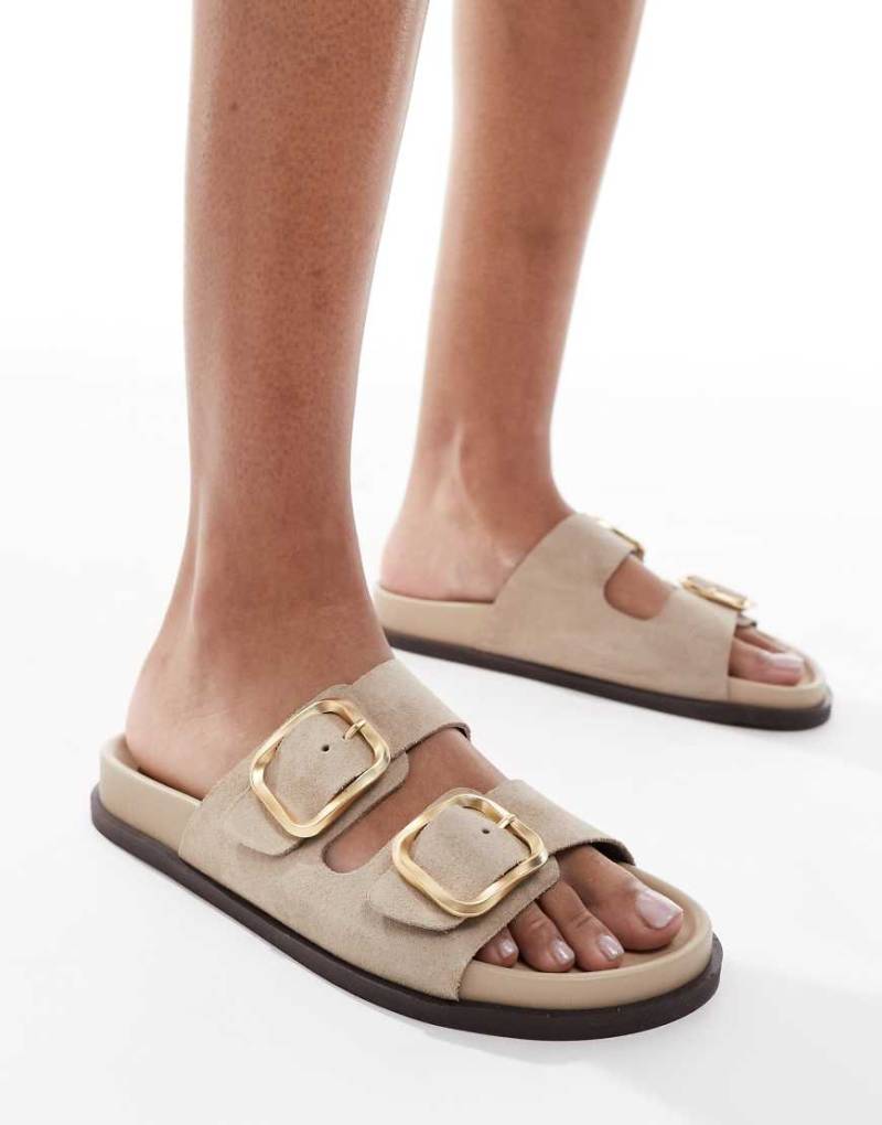 Schuh - Tylee - Sandalen aus Wildleder in Taupe mit zwei Schnallen-Neutral von Schuh