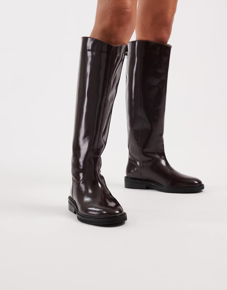 schuh - Daffodil - Kniehohe Reitstiefel in Burgunderrot von Schuh