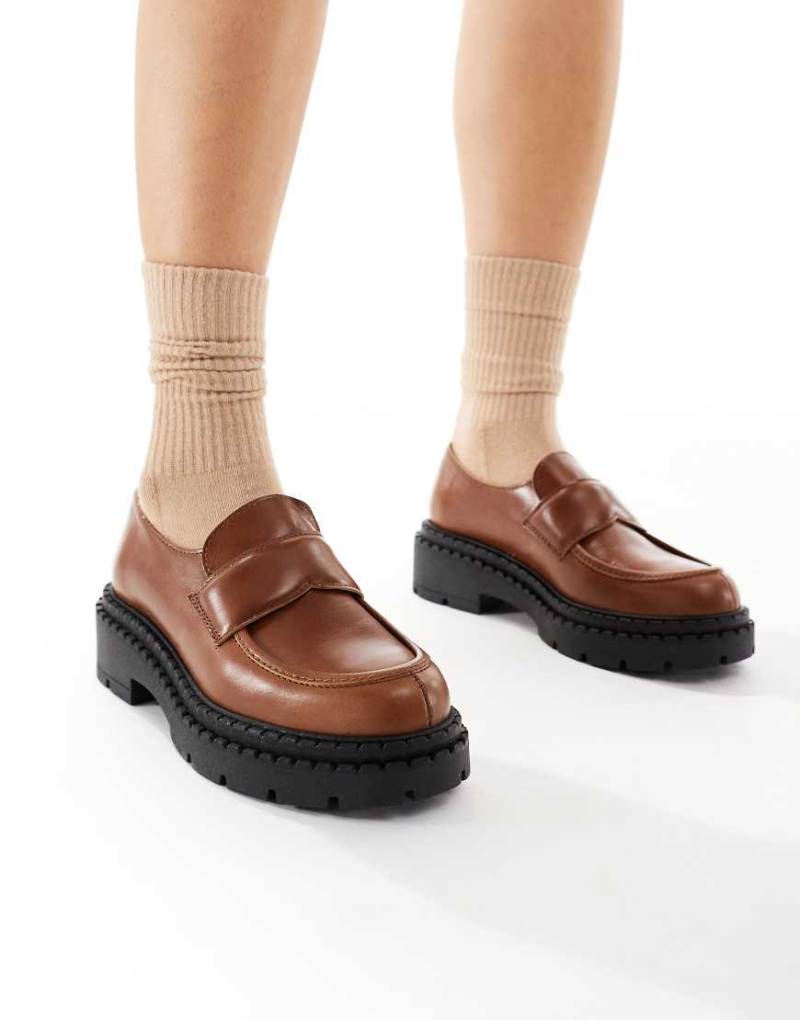 schuh - Lawson - Loafer aus Leder in Hellbraun mit dicker Sohle-Brown von Schuh