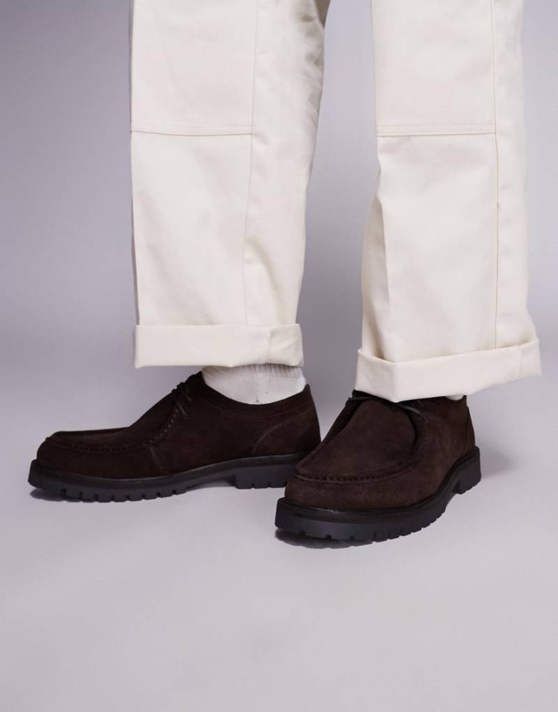 schuh - Presley - Loafer zum Schnüren aus Wildleder in Braun mit dicker Sohle-Brown von Schuh