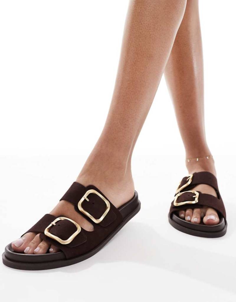 schuh - Tylee - Wildleder-Sandalen in Schokobraun mit zwei Schnallen von Schuh