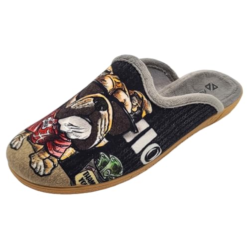 Schuhkönig ALBEROLA HAUSSCHUH/PANTOFFEL HELLE SOHLE BULLDOGGE/BRILLE AC11178A (Grau, EU Schuhgrößensystem, Erwachsene, Herren, Numerisch, M, 40) von Schuhkönig
