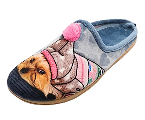 Schuhkönig ALBEROLA HAUSSCHUH/PANTOFFEL HELLE SOHLE HUND YORKSHIRE MÜTZE/BOMMEL X11844A (eu_footwear_size_system, adult, women, numeric, medium, numeric_39) von Schuhkönig