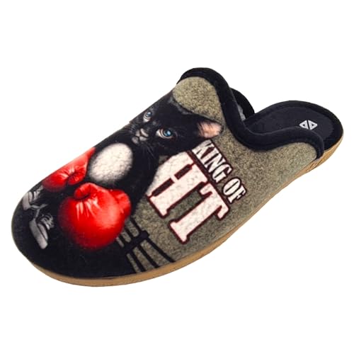 Schuhkönig ALBEROLA HAUSSCHUH/PANTOFFEL HELLE SOHLE KATER BOXER AC11180A (Grün, EU Schuhgrößensystem, Erwachsene, Herren, Numerisch, M, 41) von Schuhkönig