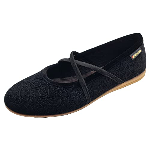 Schuhkönig ALBEROLA HAUSSCHUH BALLERINA HELLE SOHLE SCHWARZ MIT GUMMIZUG I24055A (eu_footwear_size_system, adult, women, numeric, medium, numeric_40) von Schuhkönig