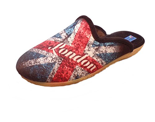Schuhkönig ALBEROLA Hausschuh/Pantoffel HELLE Sohle AC5190A Flagge London (eu_footwear_size_system, adult, men, numeric, medium, numeric_41) von Schuhkönig