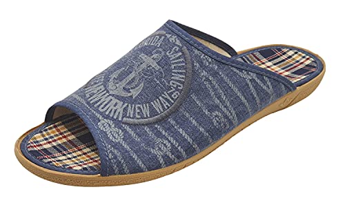 Schuhkönig ALBEROLA Hausschuh/Pantoffel Herren Anker BLAU AC8574A (eu_footwear_size_system, adult, men, numeric, medium, numeric_44) von Schuhkönig