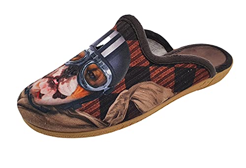 Schuhkönig ALBEROLA Hausschuhe/Pantoffel Bulldogge MIT MOTORADHELM UND Brille AC9831A (eu_footwear_size_system, adult, men, numeric, medium, numeric_44) von Schuhkönig