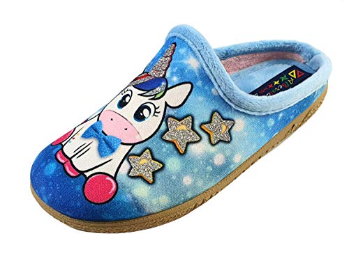 Schuhkönig ALBEROLA Kinder Hausschuh/Pantoffel HELLE Sohle A23759A Einhorn GLITZERSTERNEN (eu_footwear_size_system, toddler, women, numeric, medium, numeric_33) von Schuhkönig