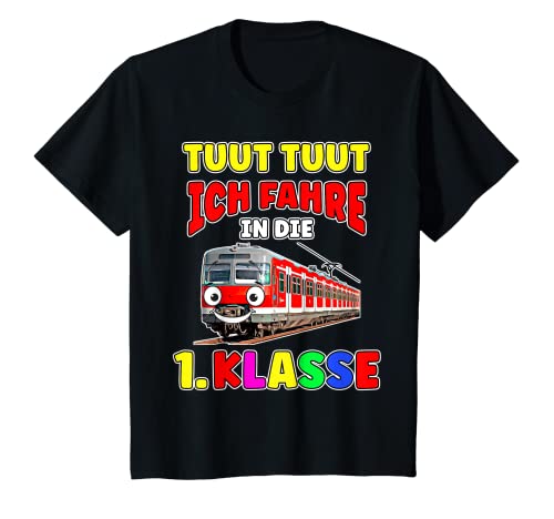 Kinder Ich Fahre In Die 1. Klasse Schule S-Bahn Junge Einschulung T-Shirt von Schulanfänger Geschenk Junge 1. Schultag Outfit