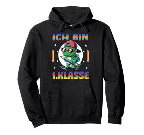 Einschulung 2025 "Ich Bin 1. Klasse Dinosaurier T-Rex Jungs Pullover Hoodie von Schulanfang Einschulungsgeschenke Jungen Mädchen