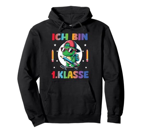 Einschulung 2025 "Ich Bin 1. Klasse Dinosaurier T-Rex Jungs Pullover Hoodie von Schulanfang Einschulungsgeschenke Jungen Mädchen